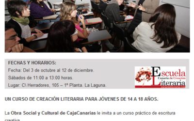 CAMBIO DE FECHA EN EL CURSO DE CREACIÓN LITERARIA PARA JÓVENES ESCRITORES 2012