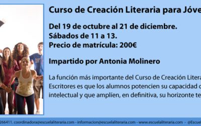 CREACIÓN LITERARIA PARA JÓVENES. COMENZAMOS EN OCTUBRE.